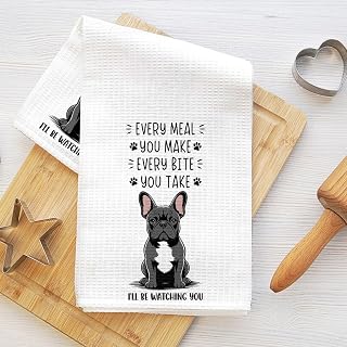 Funny French Bulldog Kitchen Towel, Absorbent Microfiber Decorative Cloth Tea Towel, Waffle Soft Hand Towel, Kitchen, Home Bathroom, Dog Lover Gift 6