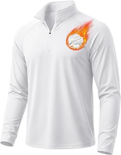 MAGCOMSEN Pullover da uomo a maniche lunghe con zip a un quarto di lunghezza, foderato in pile, pullover da golf, pullover termico per allenamento palestra