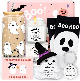Boo Basket Stuffers for Women Halloween Gifts for Women Adults Teens Girls Kids Spooky Basket Stuffers Ideas for Woman Her Cute Halloween Care Package Gift Box Boo Themed Items Stuff Ghost Basket Kit