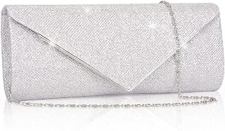 Larcenciel Clutch Purses for Women, Sparkling Envelope Evening Bag with Detachable Chain