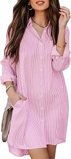 MINTLIMIT Women's Casual Long Sleeve Button Down Shirt Dress Oversize Swimsuit Cover Up for Women 2024 S-2XL