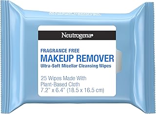 Neutrogena Makeup Remover Wipes, Fragrance-Free, 25 Ct | Plant-Based Micellar Cleansing Cloths, Gently Removes Oil, Dirt &amp; Waterproof Makeup