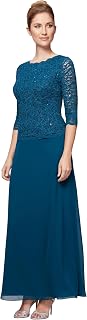 Alex Evenings Plus Size Long A-Line Mock Dress with Jacket Dress for Women's Special Occasion