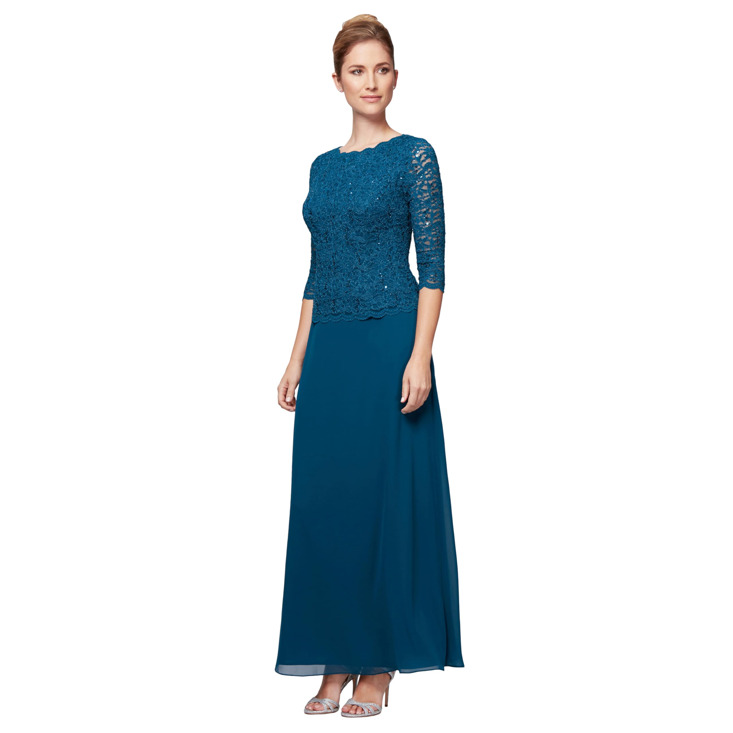 Alex Evenings Plus Size Long A-Line Mock Dress with Jacket Dress for Women's Spe