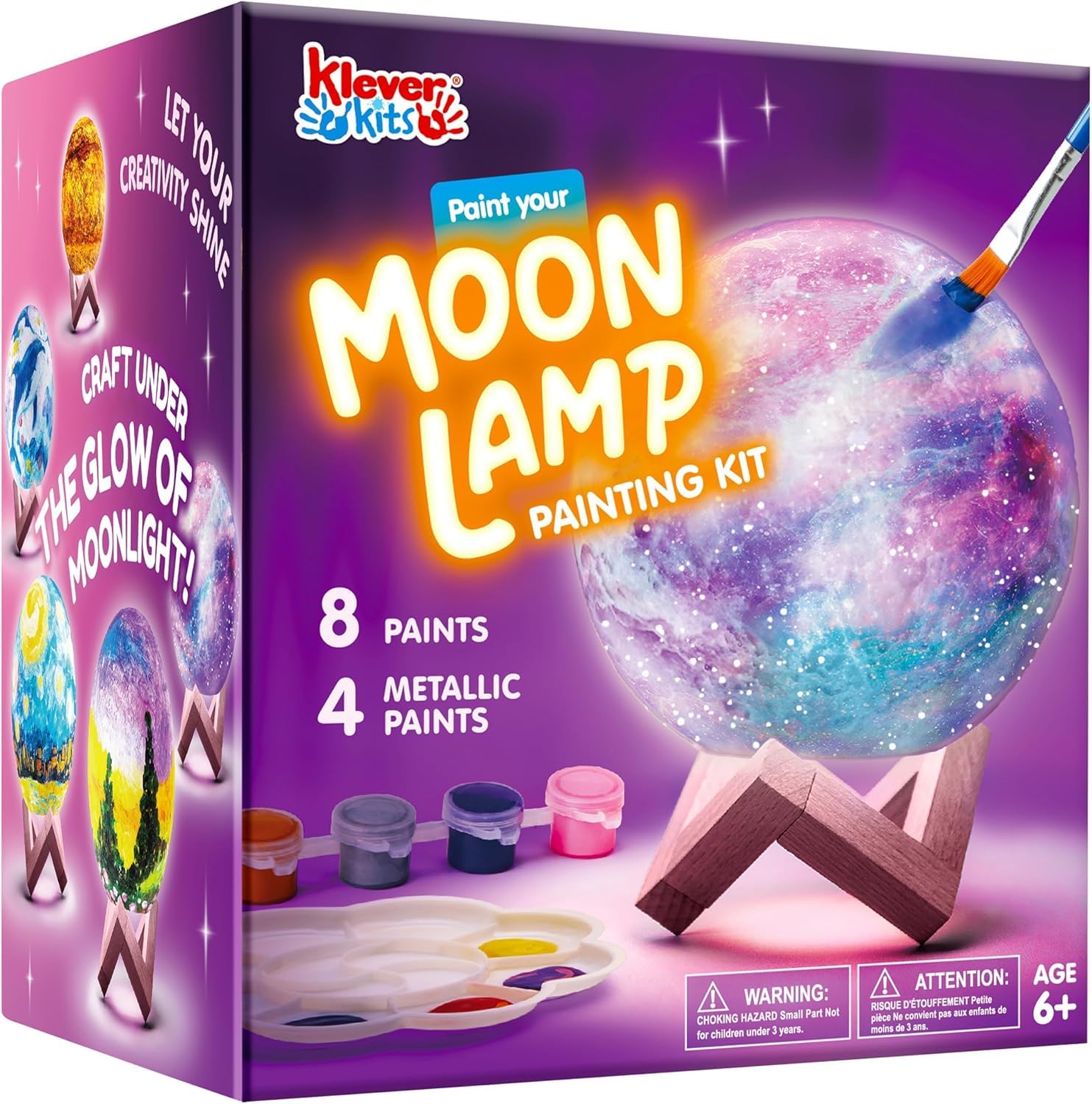 Klever Kits DIY 3D Moon Night Light, Paint Your Own Moon Lamp Kit Galaxy Lamp Ar