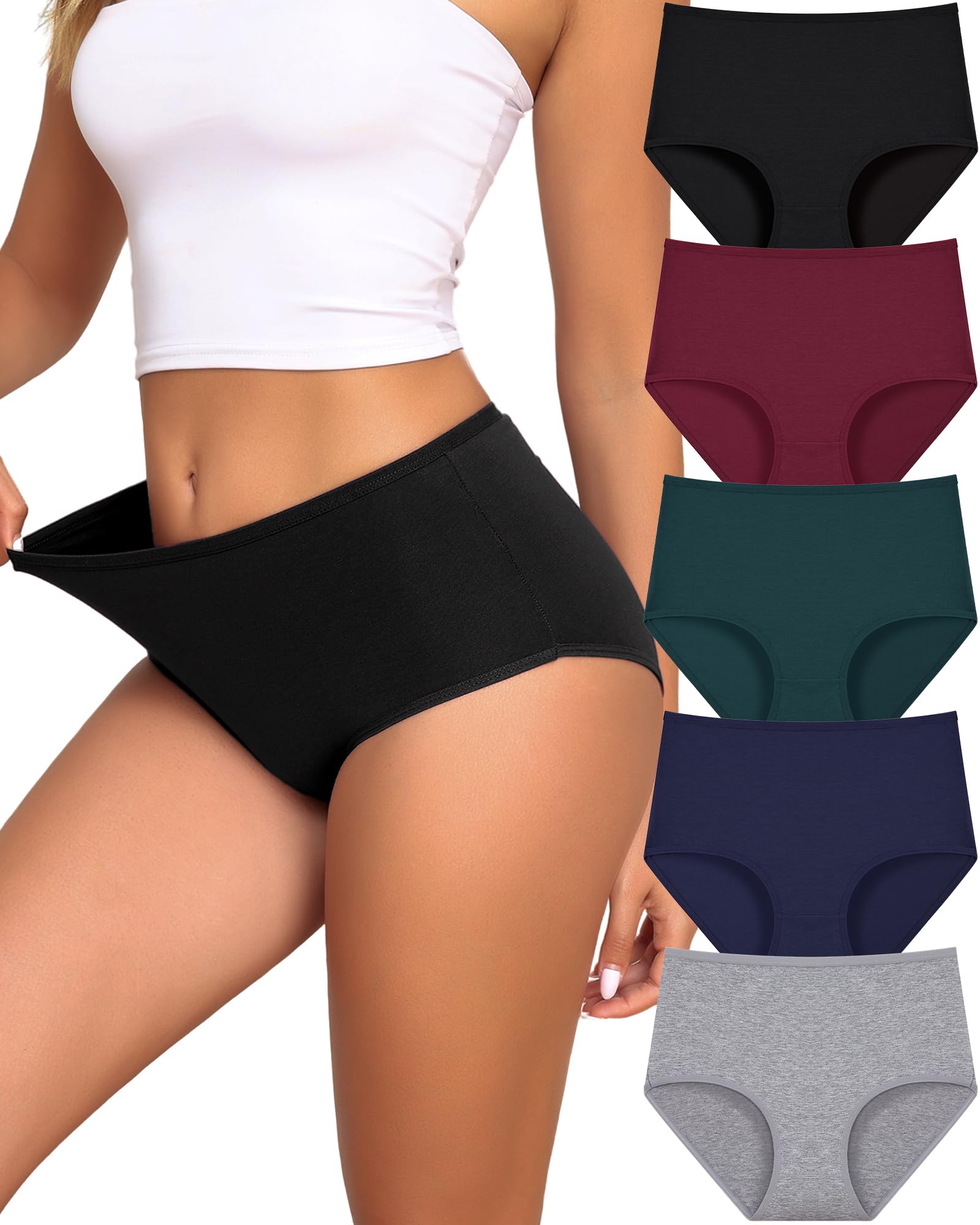 UNDER THE SEA Cotton Underwear Women High Waisted Full Coverage Brief 5pack