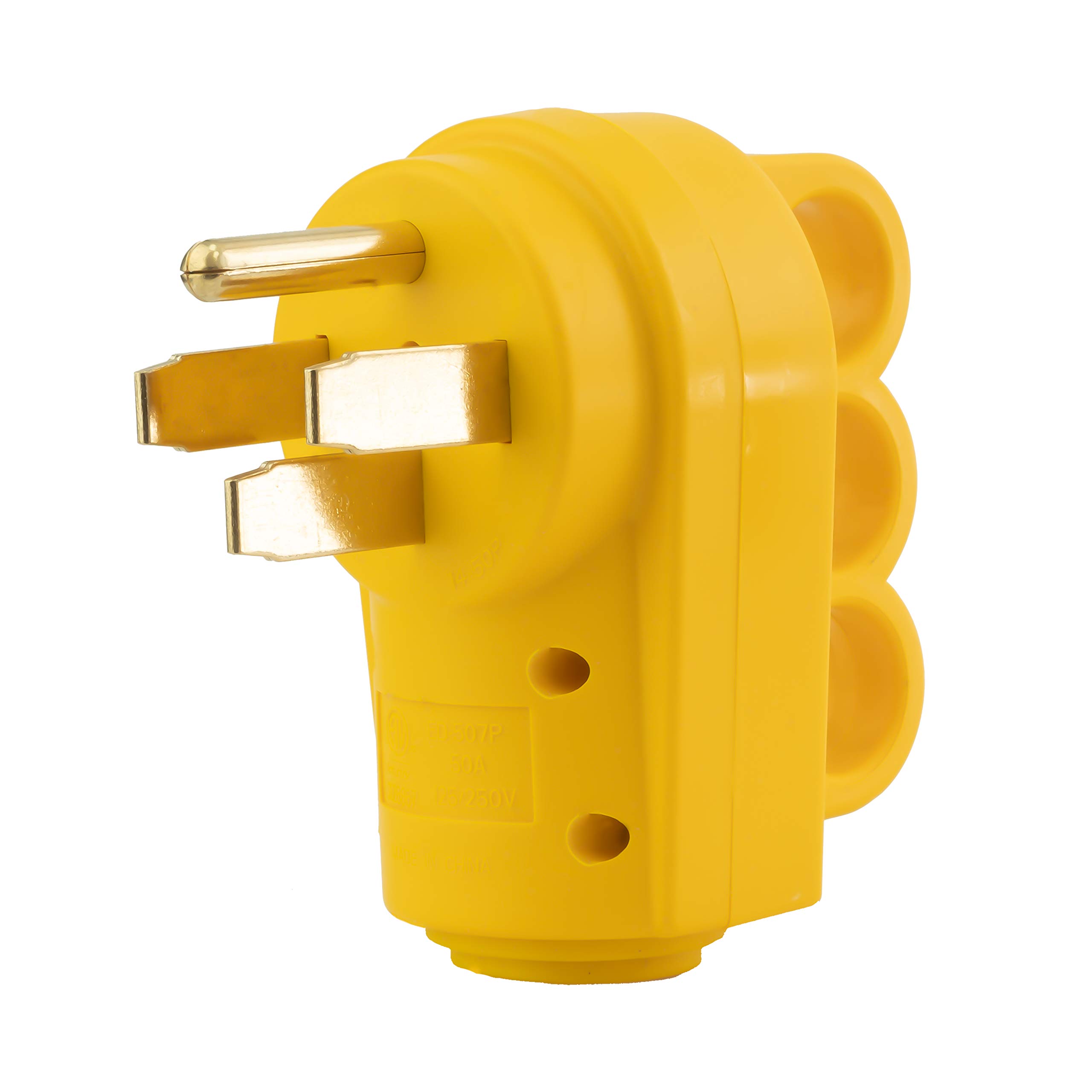 PEAKTOW Heavy Duty 50Amp 125/250V Replacement 4-Prong Electrical Male Plug Recep