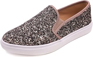 Feversole Women's Sequin Fashion Slip-on Sneaker Casual Flat Loafers,Fashion Slip-on Sneakers for Women Casual Flat Loafers