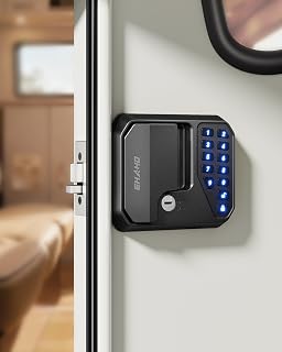 Ehaho RV Door Lock Replacement with Remote & Keyless Keypad Entry | Auto Lock, Anti-Peeping Password, Type-C Emergency Power, IP65 Waterproof, Easy Install for RV Campers & Travel Trailers