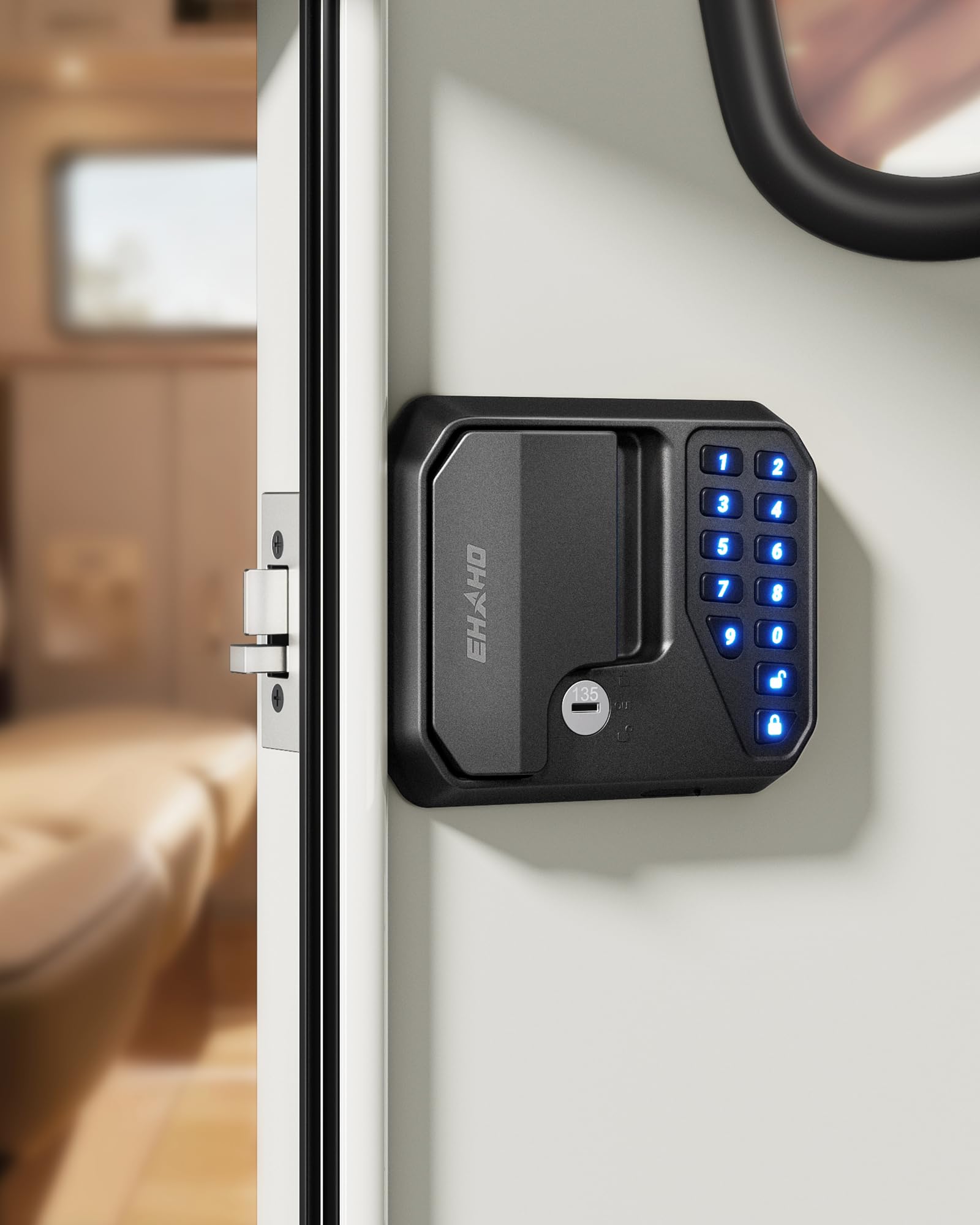 Ehaho RV Door Lock Replacement with Remote & Keyless Keypad Entry | Auto Lock, A