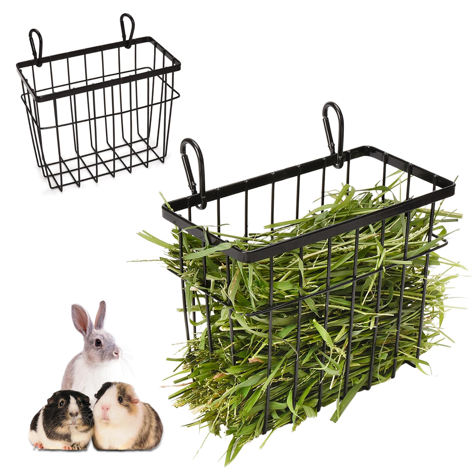 Rabbit hay Feeder Sangle Sopffy 2PCS, Guinea Pig hay Feeder with Metal Frame for