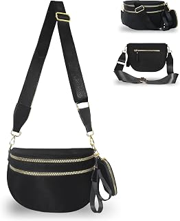 Checkered Crossbody Bum Bags for Women, Nylon Sling Bags with Shoulder Strap, Large Capacity Checkered Purse Bag