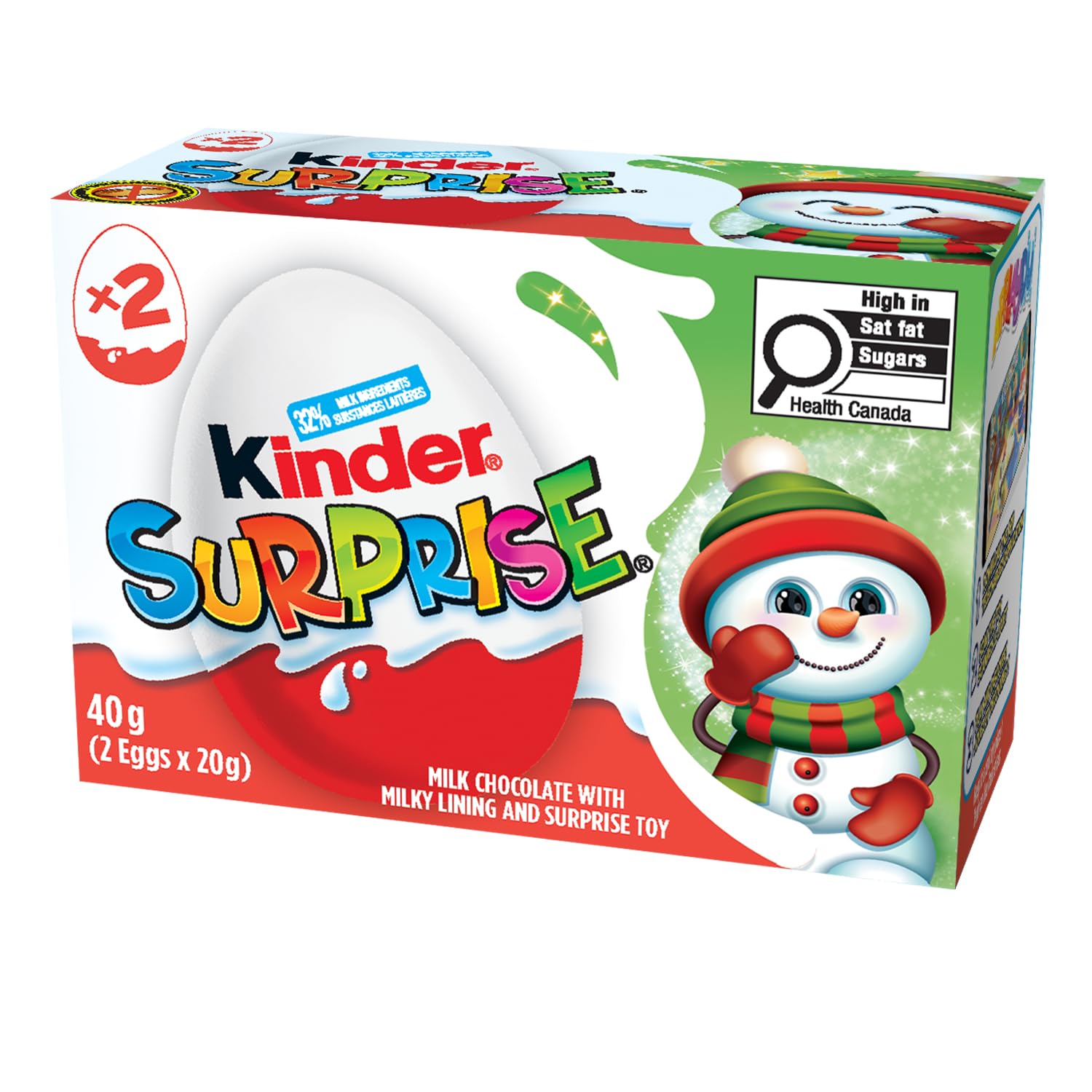 KINDER SURPRISE Milk Chocolate Eggs With Toys - Christmas 20 g x 2-40 g | Milk C