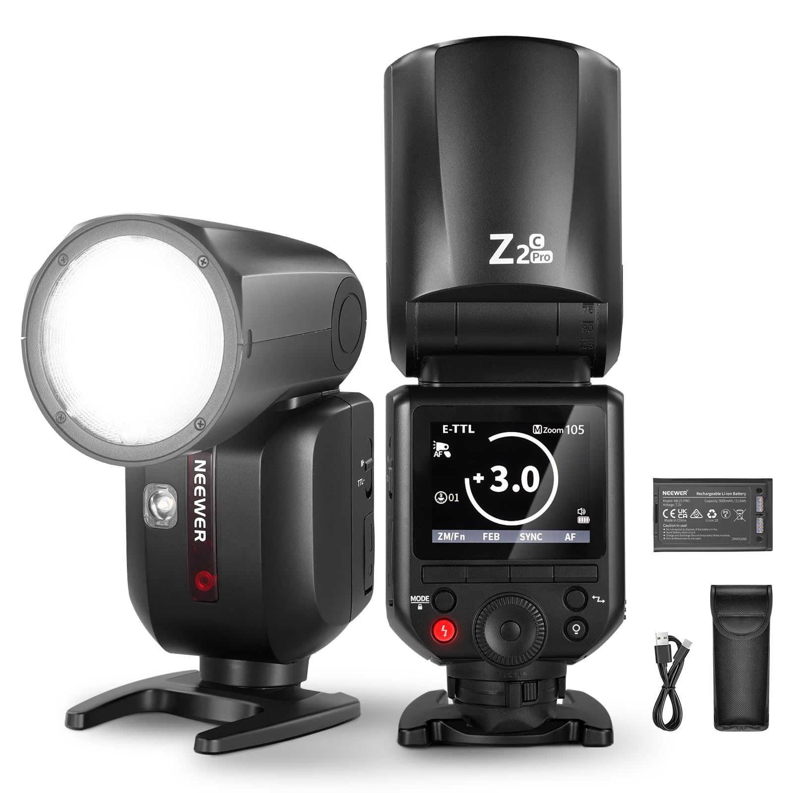 NEEWER Z2PRO-C 2.4G TTL Round Head Flash Speedlite Compatible with Canon | Wirel
