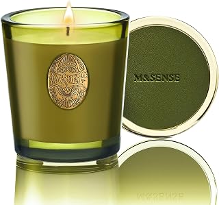 M&SENSE Natural Soy Wax, Sandalwood Jasmine Scented Candle Gifts for Women and Men - 9.2 oz | 50 Hours Burn Time, Olive Green | Luxury Home Scented and Home Décor