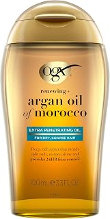 OGX Renewing + Argan Oil of Morocco Extra Penetrating Oil, 3.3 fl. oz | Extra Strength Penetrating Serum Treatment, For Dry, Damaged, Frizzy, Curly &amp; Coarse Hair, Cold-Pressed Argan Oil