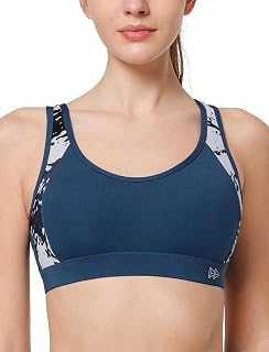 Yvette Women's Sports Bra Strong Support Padded Yoga Bra with Crossover Back, Large Size
