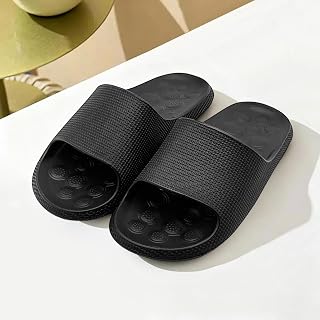 Cloud Slippers for Women and Men, Shower Slippers, Shower Slippers, Bath Sandals, Maximum Comfort, Lightweight, Thick Sole, Non-Slip, Easy to Clean, Black, 38/39