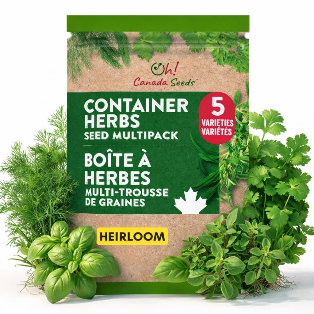 Oh! Canada Herb Seeds Variety Pack - 5 Heirloom Seeds All Natural and 100% Non-G