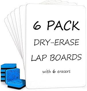 Scribbledo Small Dry Erase Whiteboards for Students, 6 Pack 9 x 12 | Double Sided, 6 Board & 6 Erasers, Homeschool Whiteboard Set for Kids and Teachers, Easy to Clean No Ghosting
