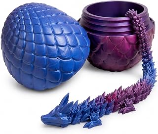 3D Printed Dragon and Egg Desk Ornament, Detailed Decorative Figurine for Home and Office Display (Purple Radiation)
