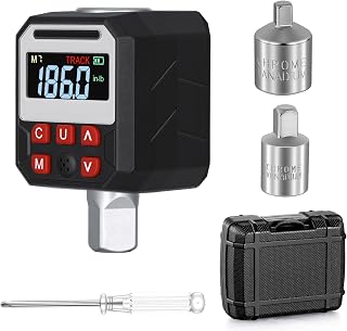 HISUEKIG Digital Torque Adapter, 1/2" 10-200 Nm, Digital Torque Wrench with Colour LCD Display with Buzzer, 1/4” & 3/8” Adapters for Car & Motorcycle Maintenance Repair
