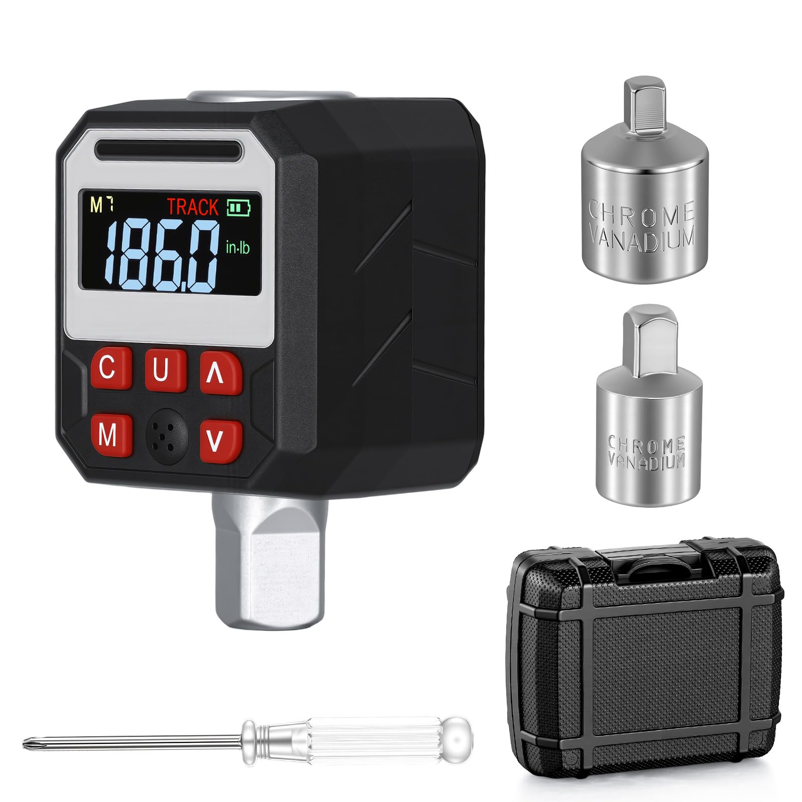 HISUEKIG Digital Torque Adapter, 1/2" 10-200 Nm, Digital Torque Wrench with Colo