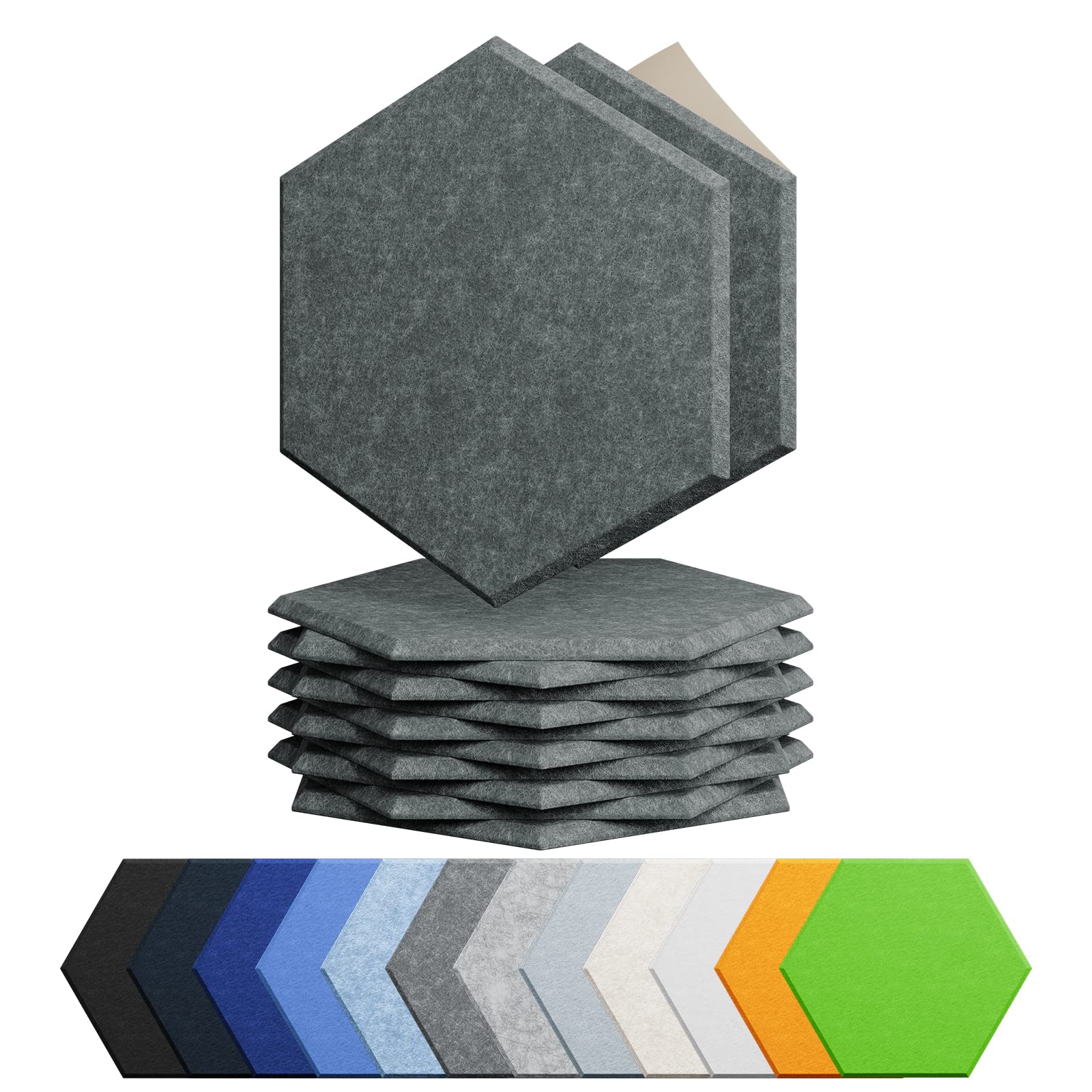12 Pack Hexagon Acoustic Panels Self Adhesive Sound Proof Foam | High density so