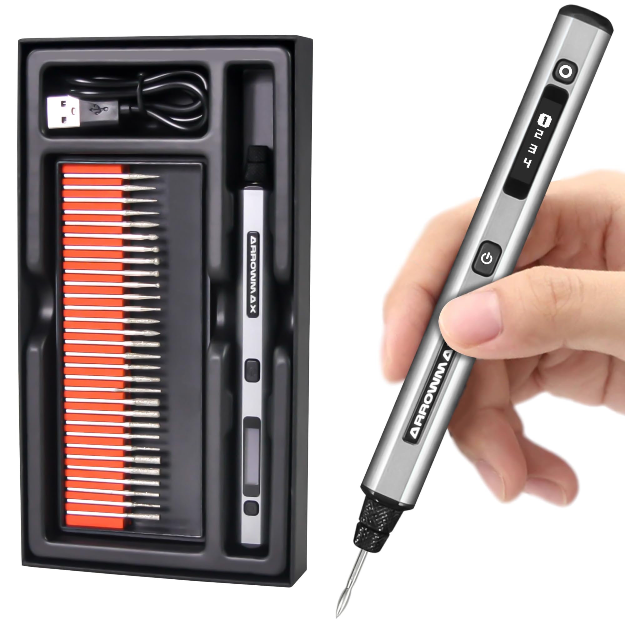 AM ARROWMAX Mini Engraving Pen: Ultimate Cordless Portable Tool for Artists & DI