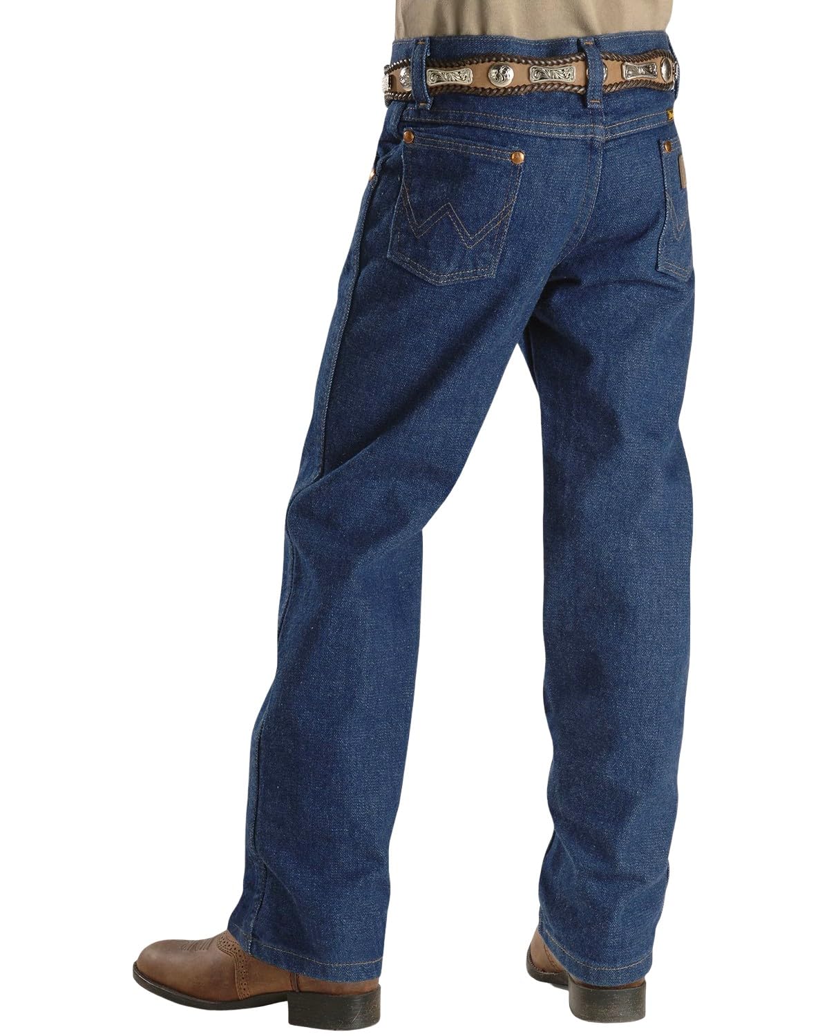 Wrangler Boys' Cowboy Cut Relaxed Fit Prewashed Indigo Denim Jeans, 16 Slim, Pre