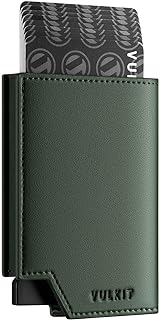 VULKIT Credit Card Holder RFID Blocking Leather Pop Up Card Wallet for Men Women with Banknote Compartment & Magnetic Closure