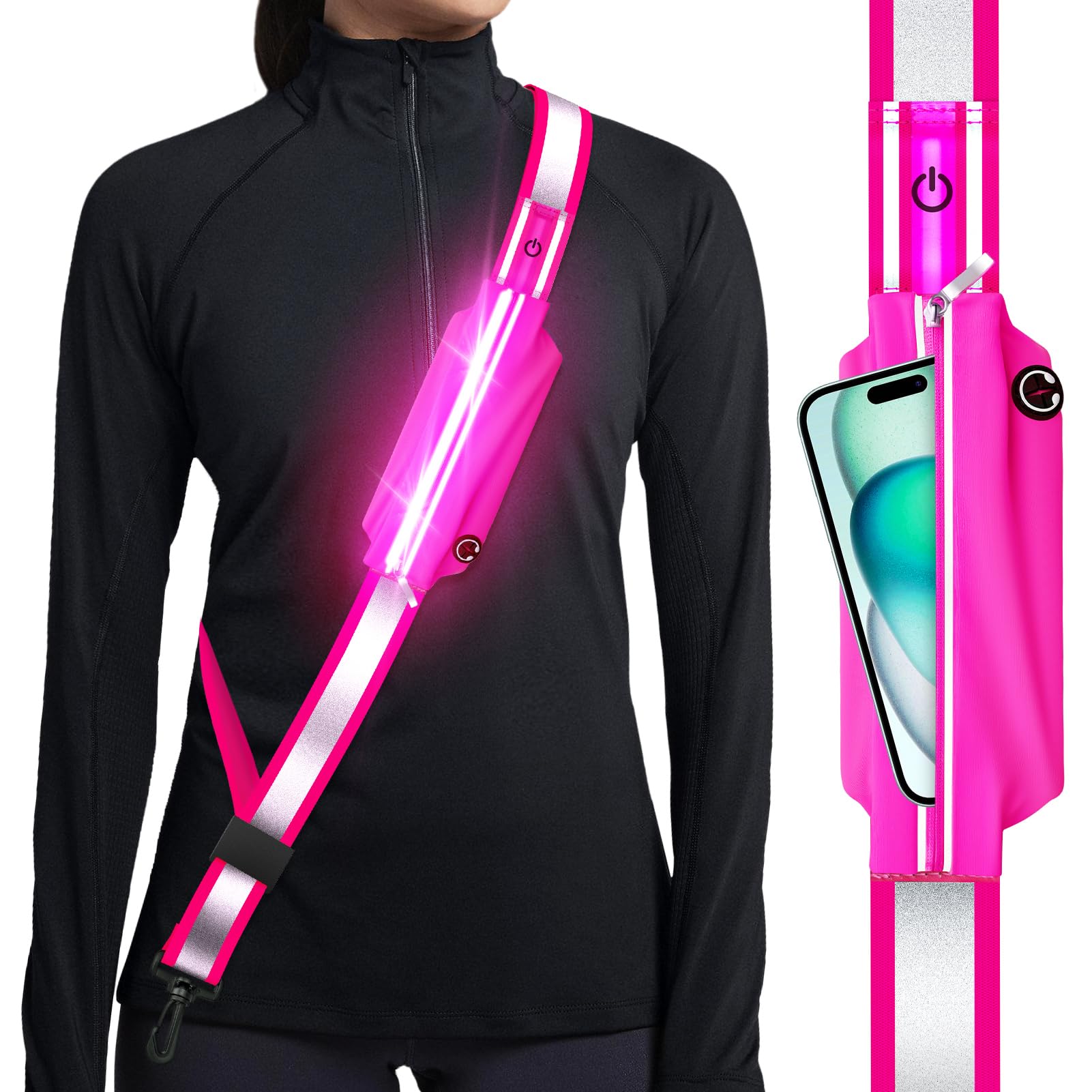 Reflective Sash Gear for Walking at Night,LED Reflective Belt Safety Lights for 