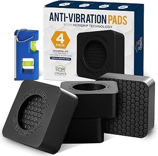 Anti Vibration Pads Washing Machine and Dryer (Set of 4) - Universal Washer Anti Vibration Pads with HexiGrip™ - Washing Machine Accessories & Leveling Pads - Vibration Dampening Mat