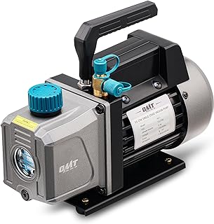 OMT 3.5 CFM Single Stage Vacuum Pump for R134a R410a R22 Auto AC HVAC Kit | Copper Motor; 37.5 Microns Ultimate Vacuum; Aluminum Alloy Casing; For Automotive HVAC and Resin Degassing; Oil Included