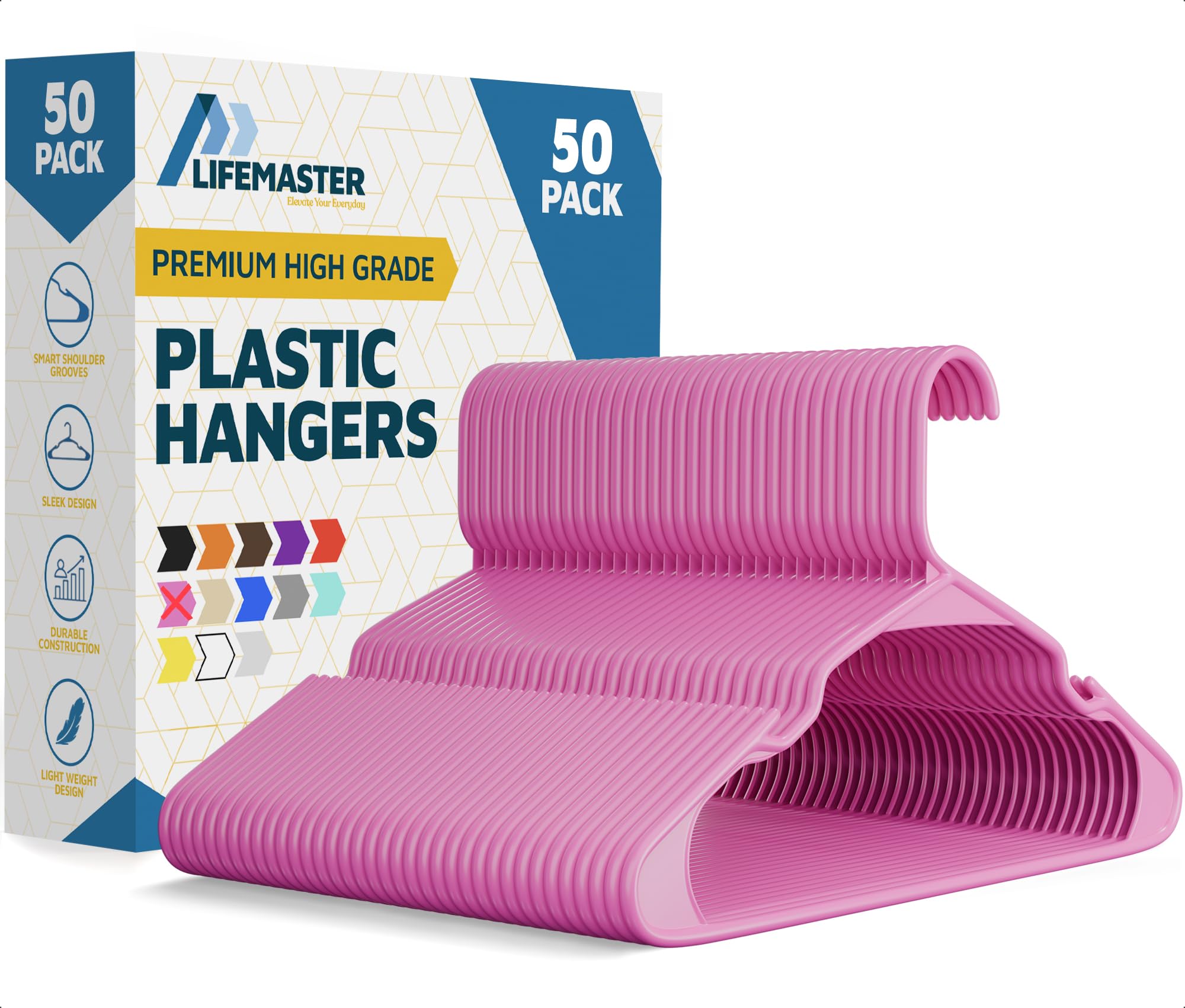 Lifemaster Plastic Clothes Hangers – Heavy Duty Hanger Set, for Organizing Cloth