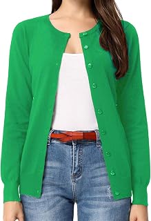 GRACE KARIN Women's Long Sleeve Button Down V-Neck Classic Sweater Knit Cardigan
