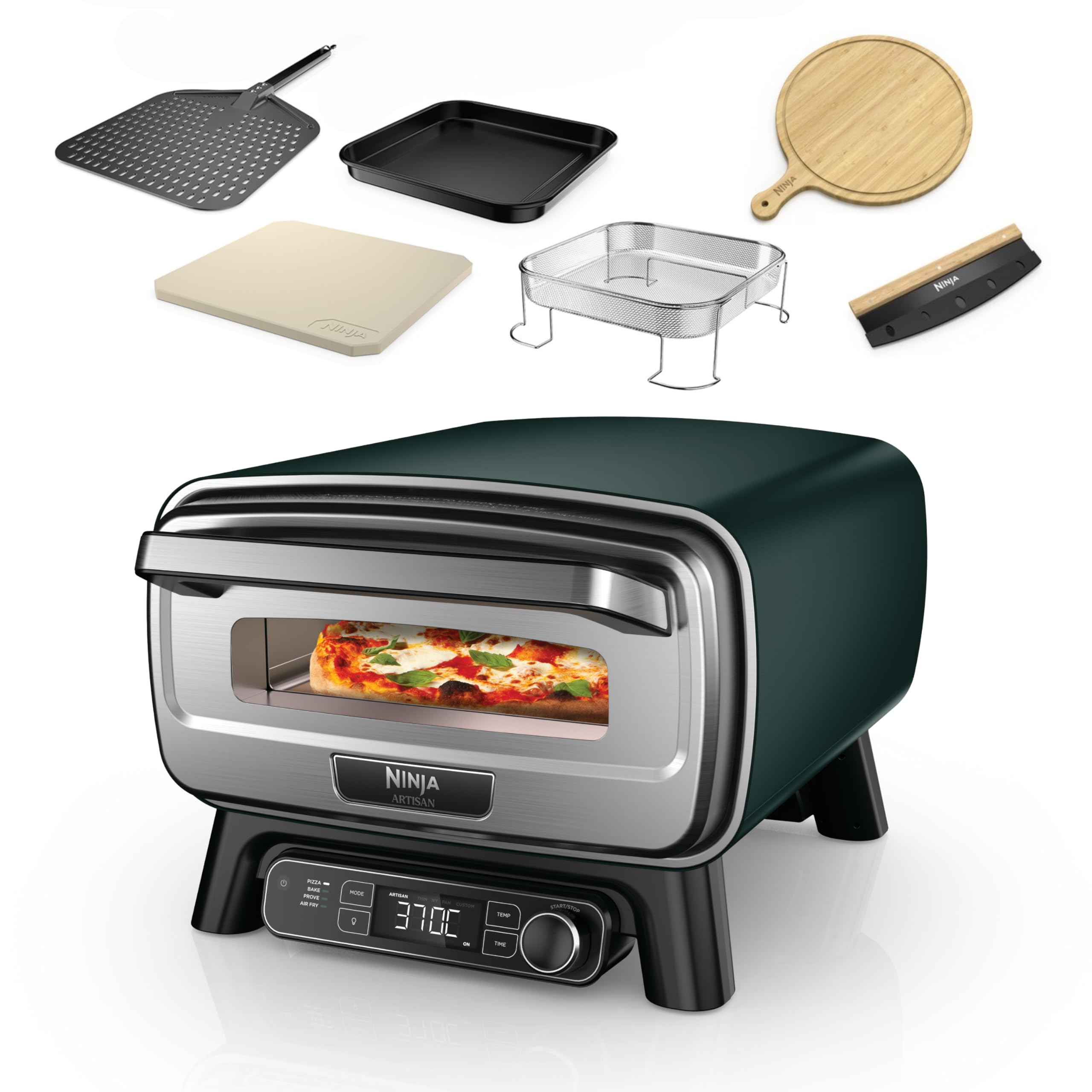 Ninja Artisan Electric Outdoor Pizza Oven & Air Fryer, Green MO201AMZUK | 4 Func