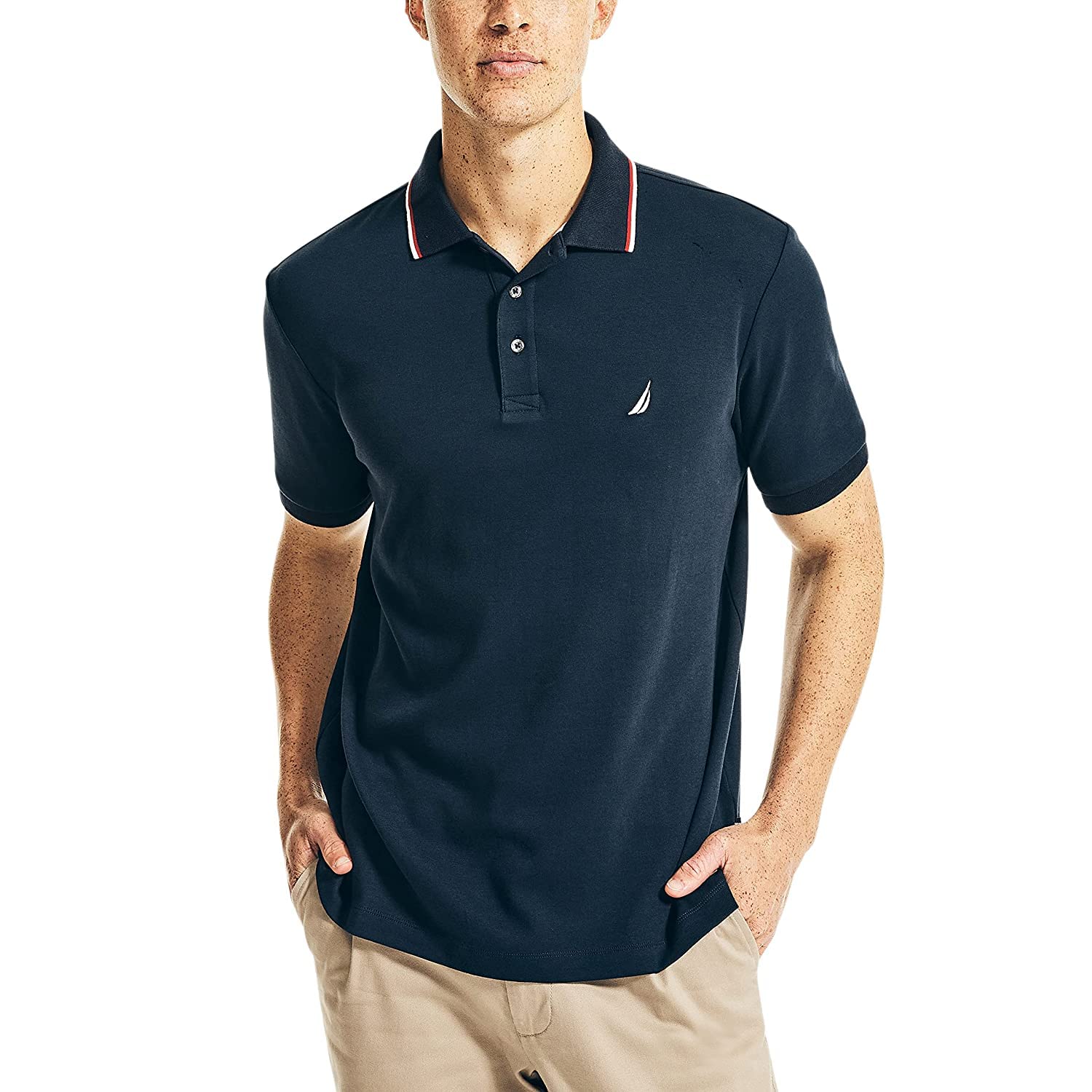 Nautica Men's Short-Sleeved Polo Shirt with Double Pointed Collar