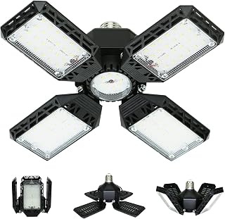 QiyuanLS LED Garage Light,150W Deformable Garage Ceiling Lights,15000LM, 4 Adjustable Panels, E26/E27 Shop Lights for Basement, Barn, Workshop,High Bay Light