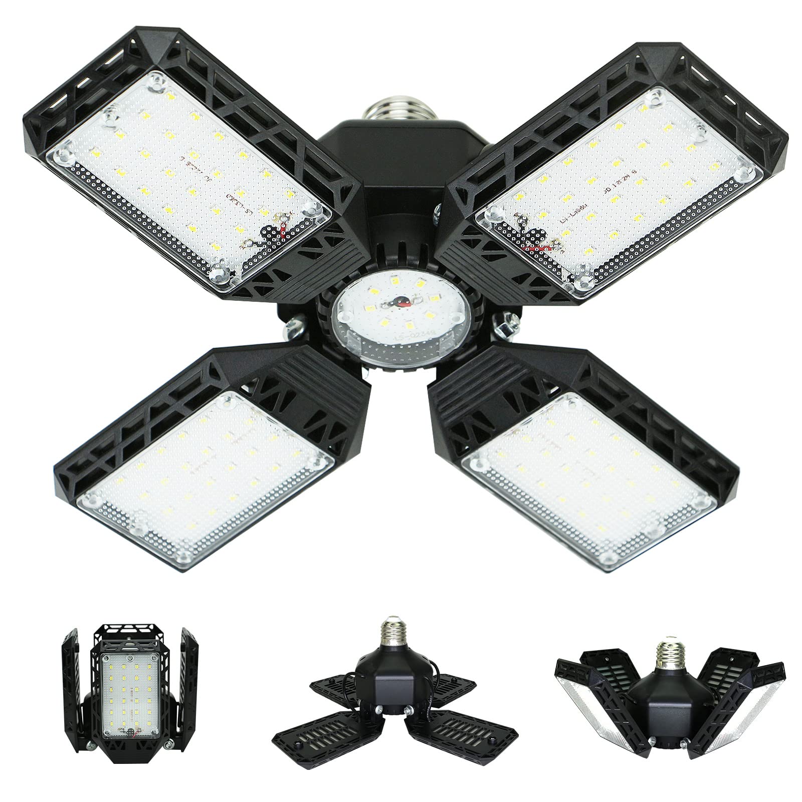 QiyuanLS LED Garage Light,150W Deformable Garage Ceiling Lights,15000LM, 4 Adjus