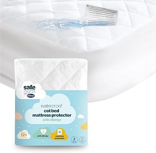 Silentnight Safe Nights Cot Bed Waterproof Mattress Protector 140 x 70 cm - Quilted Toddler Bed Protector Pad Anti-Allergy Soft Touch Breathable Comfortable - Machine Washable - 140 x 70cm