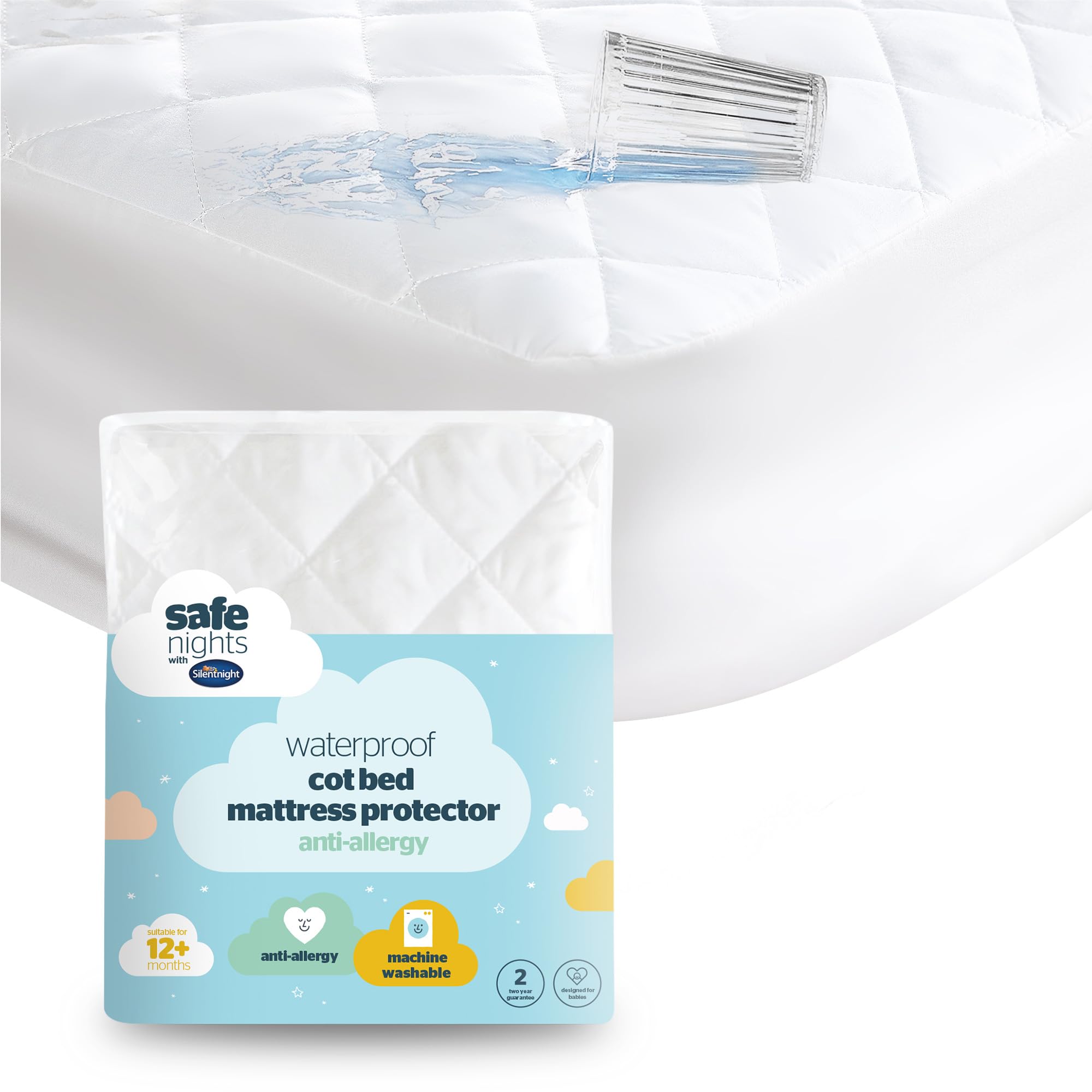 Silentnight Safe Nights Cot Bed Waterproof Mattress Protector 140 x 70 cm - Quil