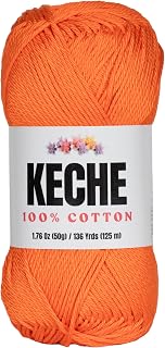 Cotton Yarn - 100% Cotton Yarn for Crocheting and Knitting, Mercerized Cotton Amigurumi Yarn Fine-Sport 2 1.76 oz (50g) / 136 Yrds (125 m) - Orange
