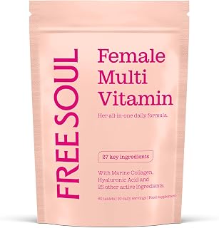 Free Soul Women's Multivitamins with Marine Collagen & Hyaluronic Acid | 27 Essential Vitamins Minerals & Botanicals | Gluten-Free, No Synthetic Fillers | 60 Tablets