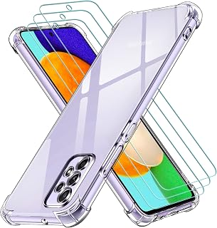 iVoler Magnetic Cover for Samsung Galaxy A52 4G / 5G / A52S 5G, Shockproof Case with Soft TPU Bumper and 3 Pieces Tempered Glass Film, Transparent Silicone Protective MagSafe Case