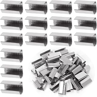 Keadic 100Pcs Packaging Open Snap-On Seals for 1/2" (13mm) Strap Width Steel Strapping, Superior Holding Power, Heavy Metal Banding Strap Clips for Plastic Poly Pallet Banding