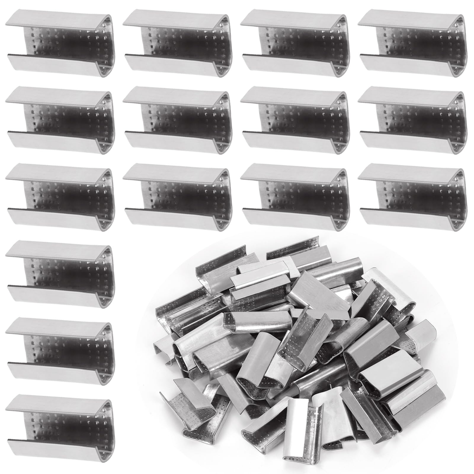 Keadic 100Pcs Packaging Open Snap-On Seals for 1/2" (13mm) Strap Width Steel Str