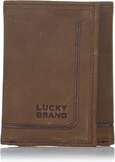 Lucky Brand Men's Trifold Wallet, Grooved Leather - Brown