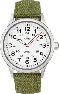 RATIO Field Watch Sapphire Crystal Easy Reader 40mm Watch Japanese Quartz 100m Water Resistant Military Watch for Men