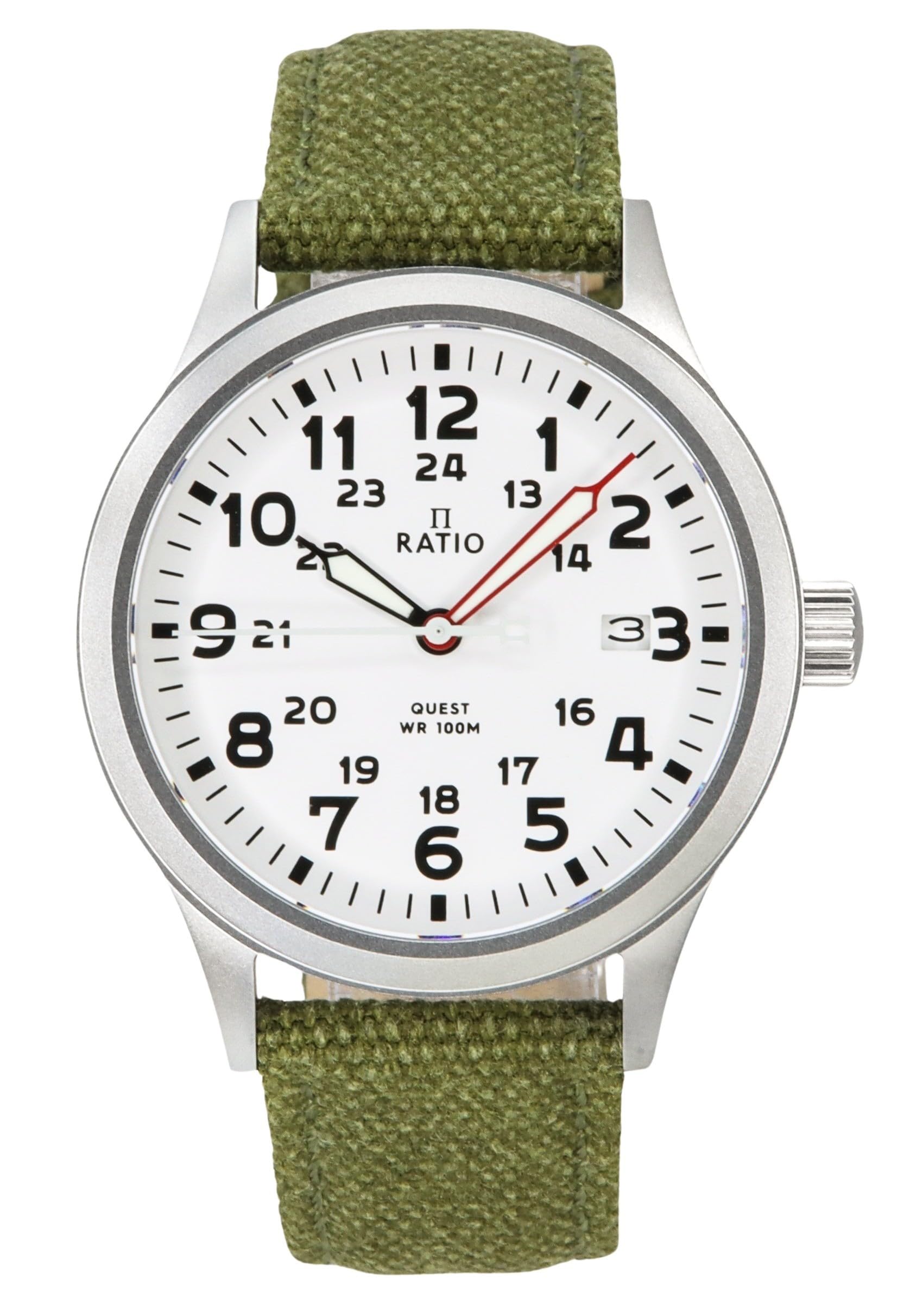 RATIO Field Watch Sapphire Crystal Easy Reader 40mm Watch Japanese Quartz 100m W